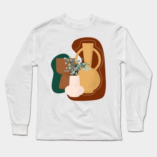 Mid century modern vase and plant Long Sleeve T-Shirt